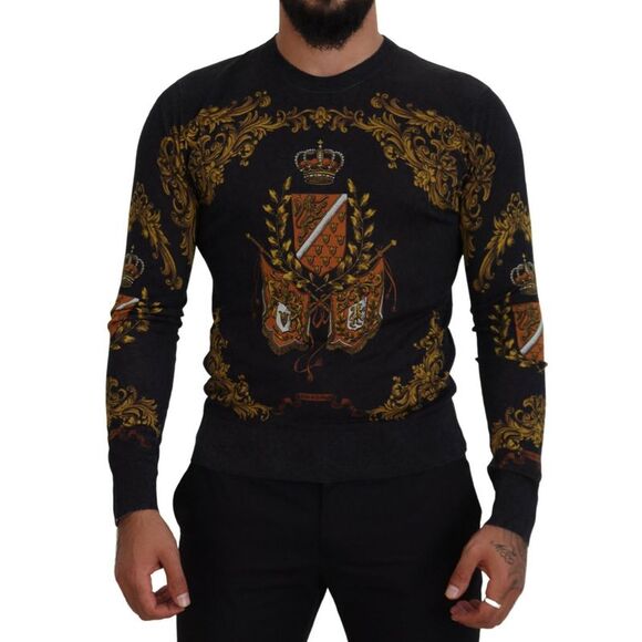 Dolce & Gabbana Gray Cotton Crew Neck Men Sweatshirt Sweater